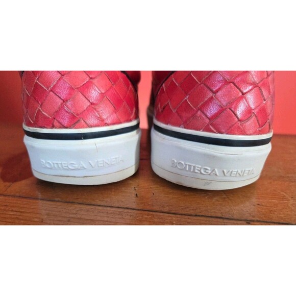 Bottega Veneta Red Weaved Leather Slip On Sneaker Shoes Italy Size EU 39 US 9 - Picture 5 of 12